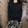 Y2K Black on Black Graphic Button Long Sleeve Top