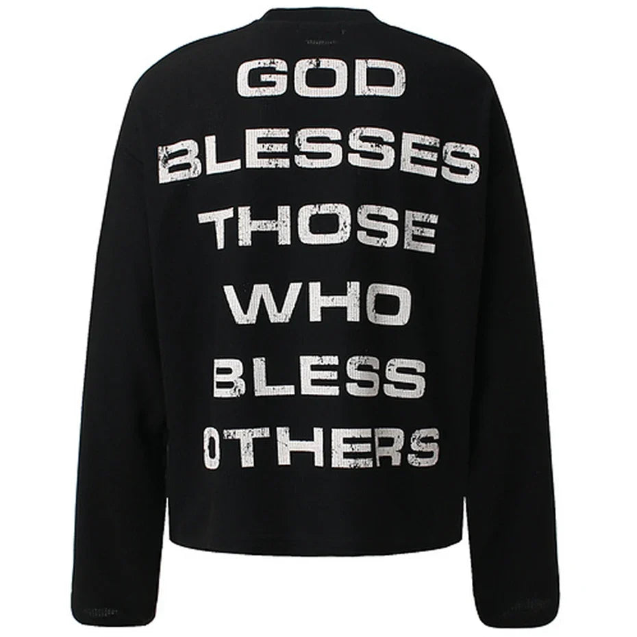 "Bless You" Graphic Long Sleeve Top — vista posteriore