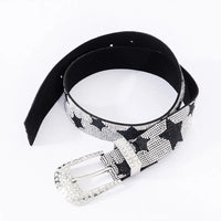 Bling Bling Star Rhinestone Faux Leather Belt — dettaglio