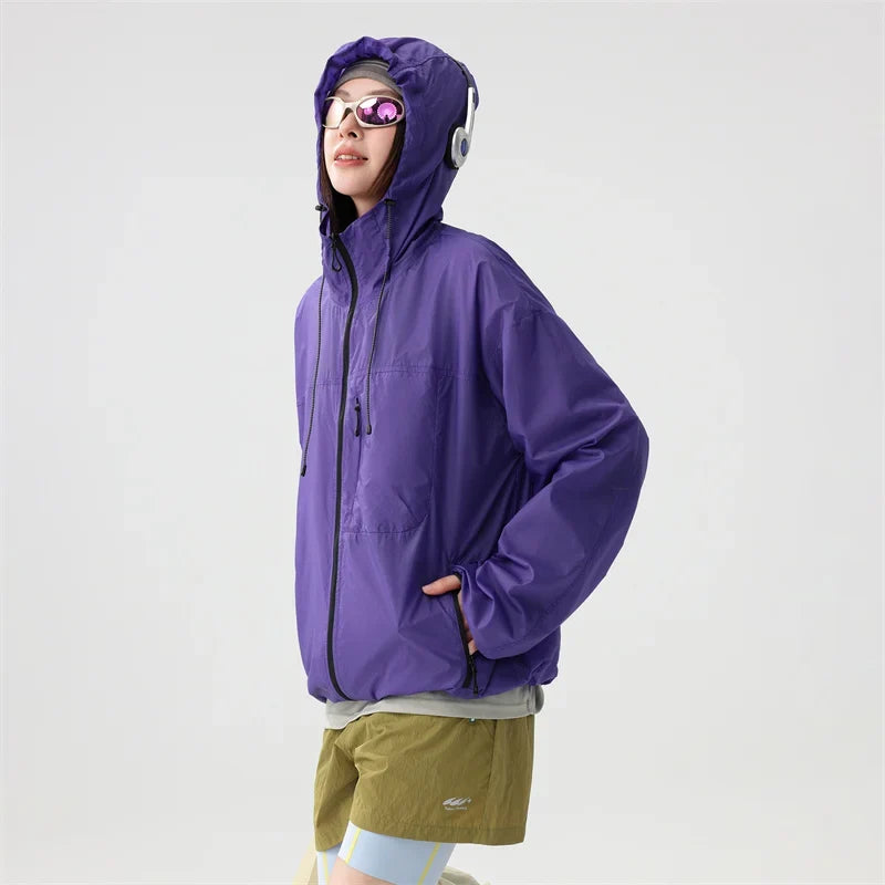 Block Zip Up Hiking Windbreaker — vista laterale