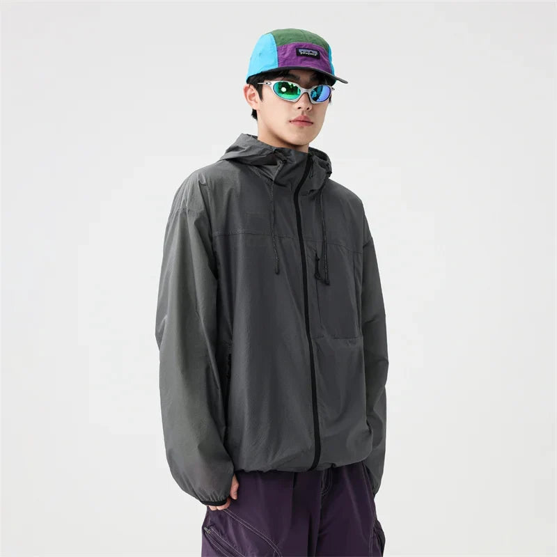 Block Zip Up Hiking Windbreaker — vista completa