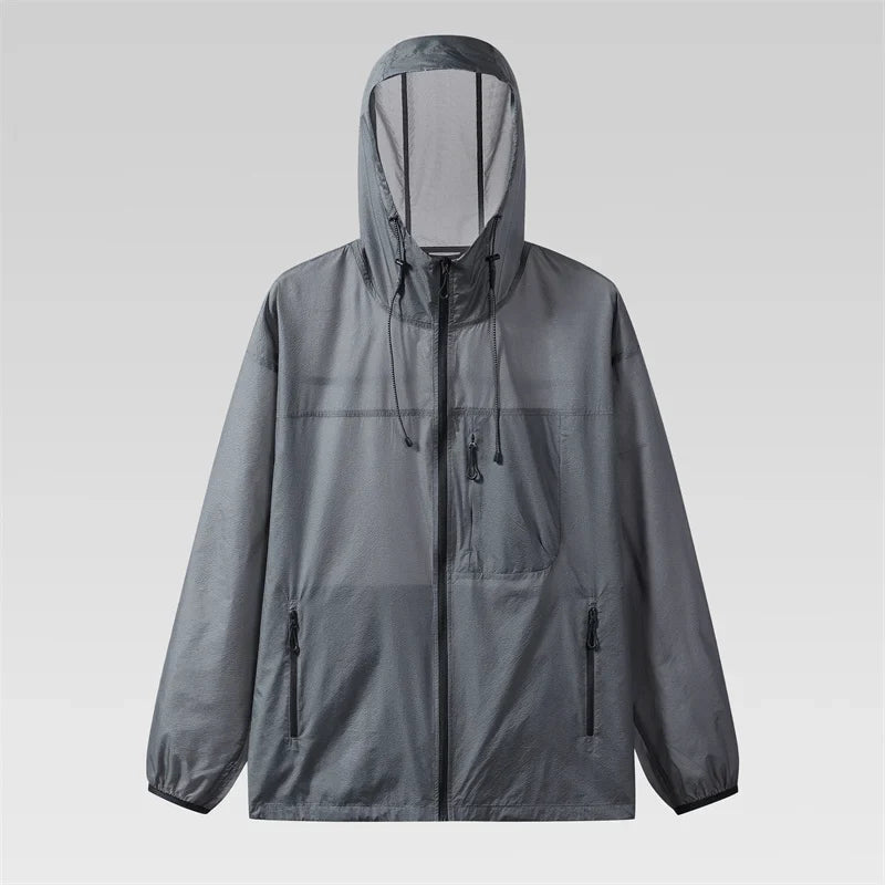 Block Zip Up Hiking Windbreaker — vista frontale