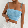 Y2K Blue Bodycon Bow Strap Crop Top