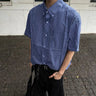 Y2K Blue Plaid Button Down Short Sleeve Shirt