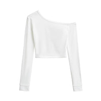 Bodycon Off Shoulder Long Sleeve Crop Top — vista posteriore