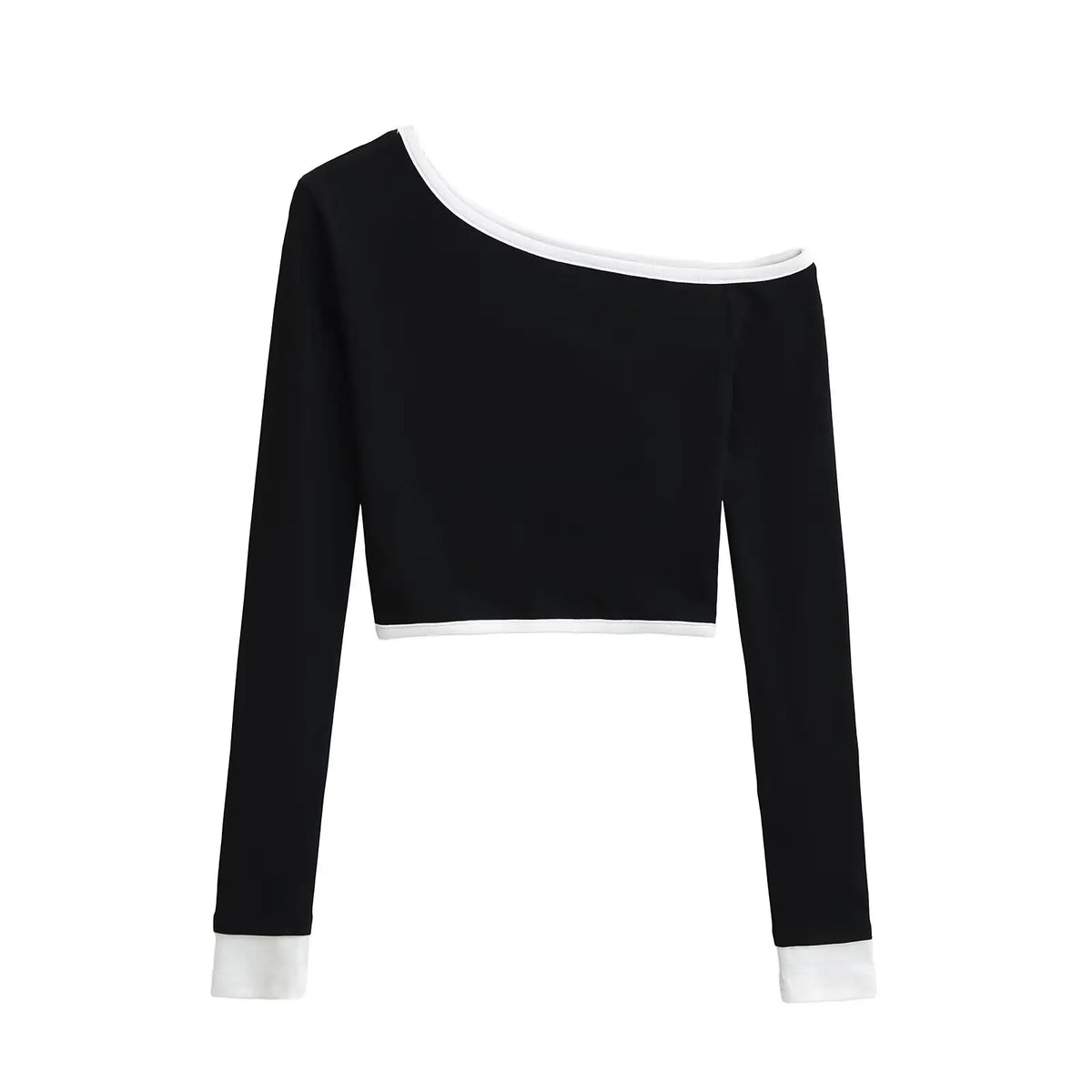 Bodycon Off Shoulder Long Sleeve Crop Top — vista frontale