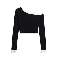Bodycon Off Shoulder Long Sleeve Crop Top — vista frontale