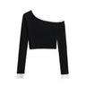 Y2K Bodycon Off Shoulder Long Sleeve Crop Top
