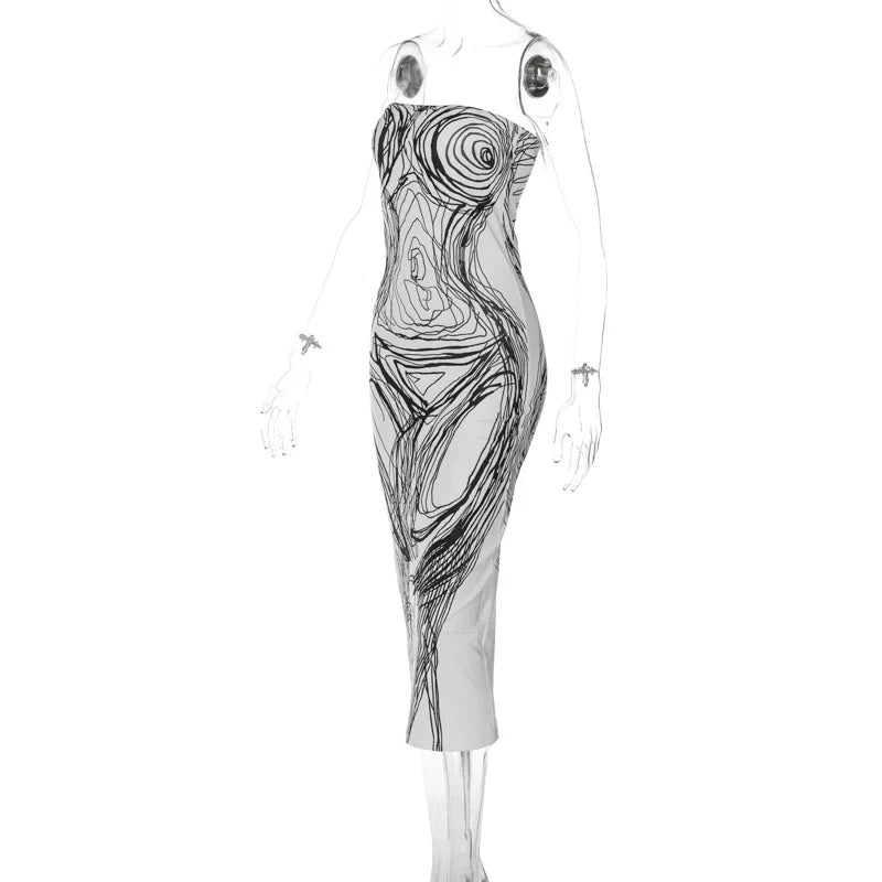 Bodycon Painted Midi Dress — dettaglio del tessuto