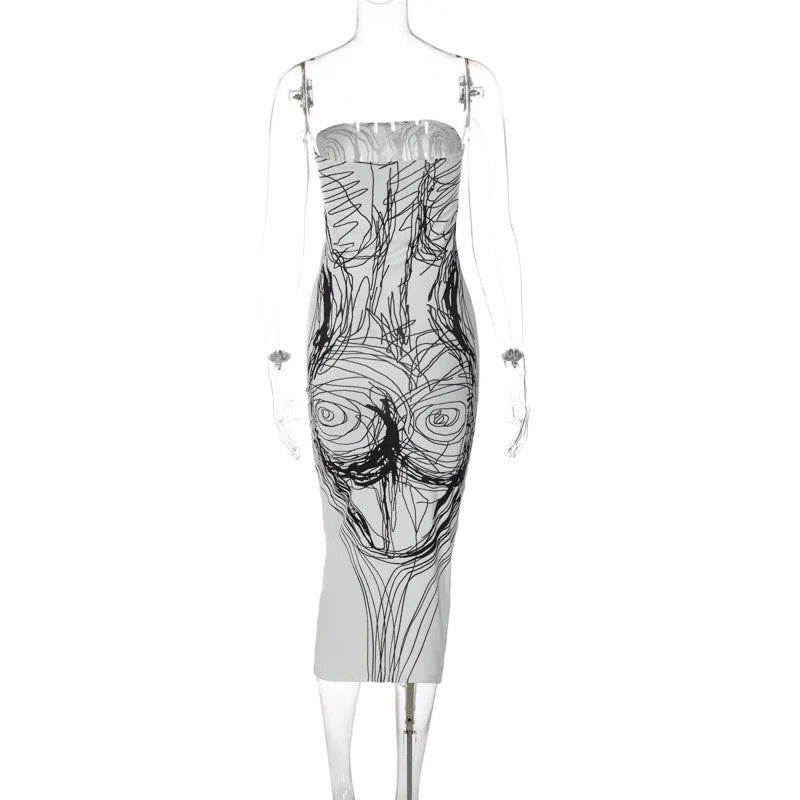 Bodycon Painted Midi Dress — vista completa