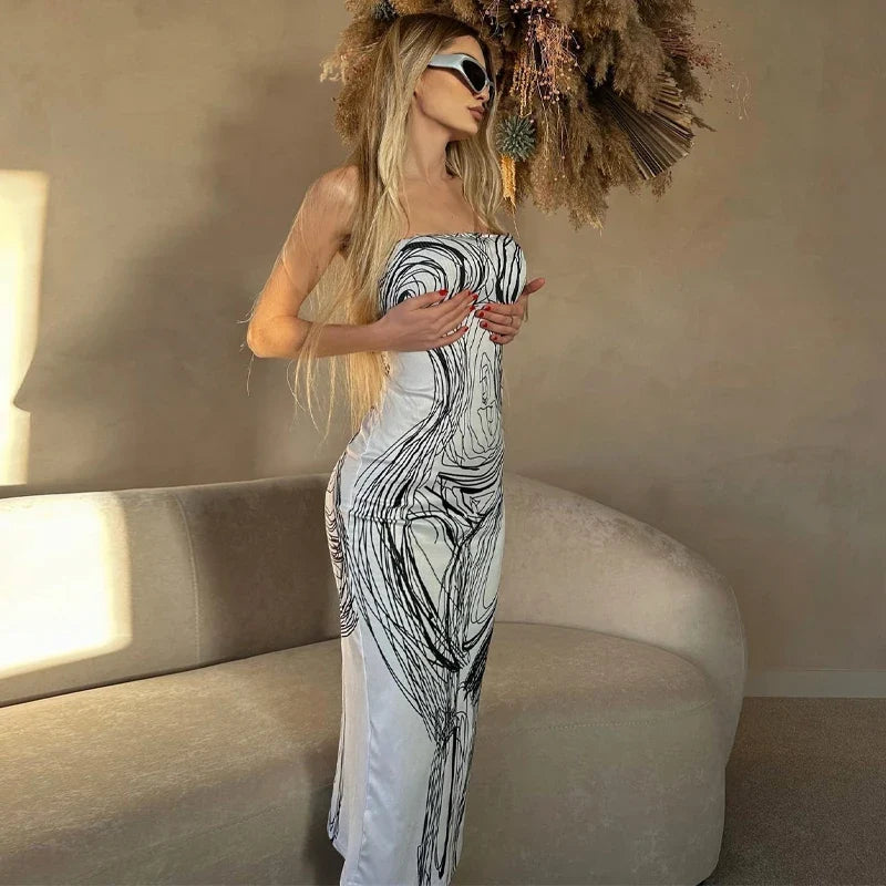 Bodycon Painted Midi Dress — vista posteriore