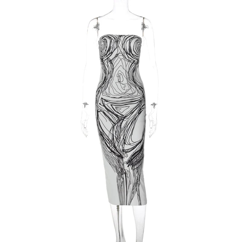 Bodycon Painted Midi Dress — vista laterale