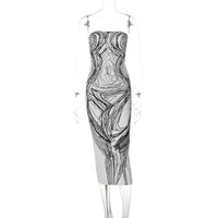 Bodycon Painted Midi Dress — vista laterale