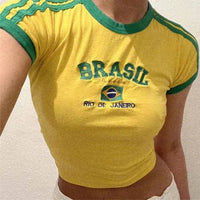 Brazil Striped Baby Tee Yellow — vista frontale