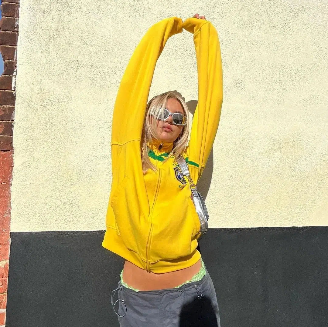 Brazil Zip Up Jacket Yellow — dettaglio della stampa