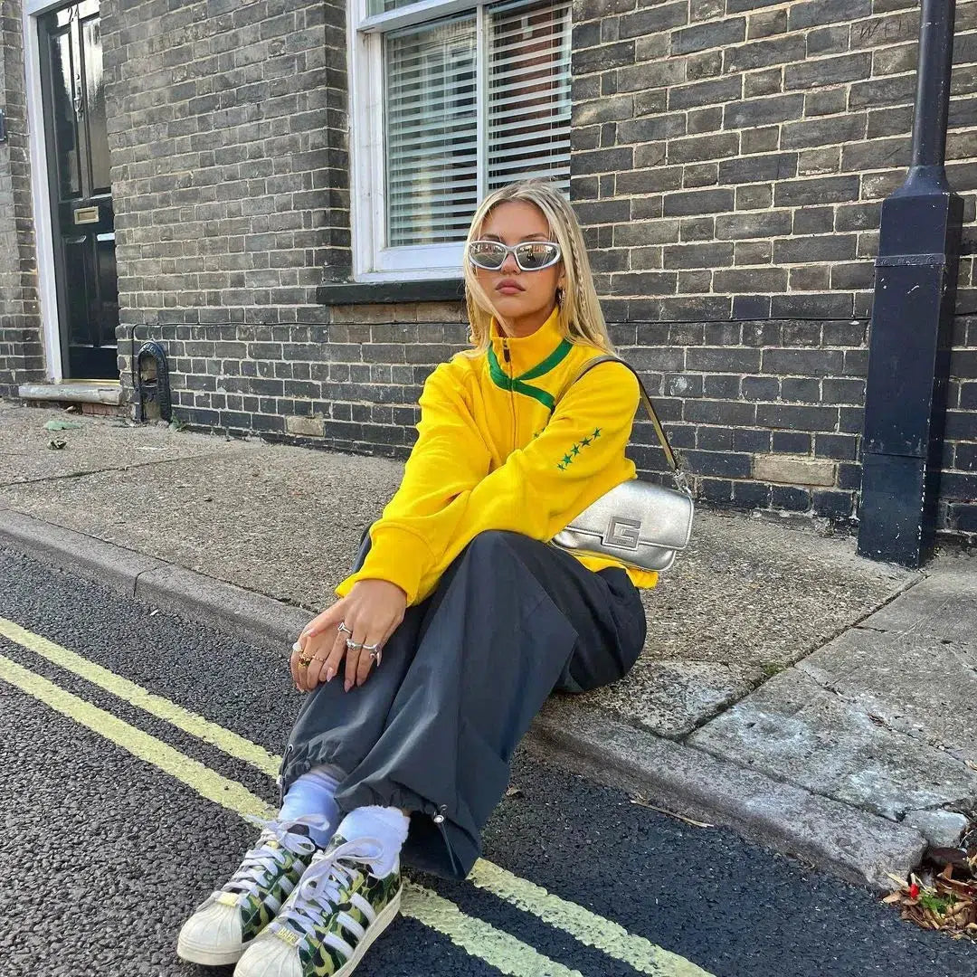 Brazil Zip Up Jacket Yellow — dettaglio del tessuto