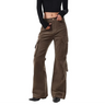 Y2K Brown Spliced High Waist Cargo Flare Jeans