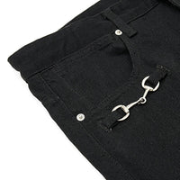 Buckle Decoration Micro Flared Jeans — vista laterale