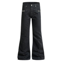Buckle Decoration Micro Flared Jeans — vista frontale