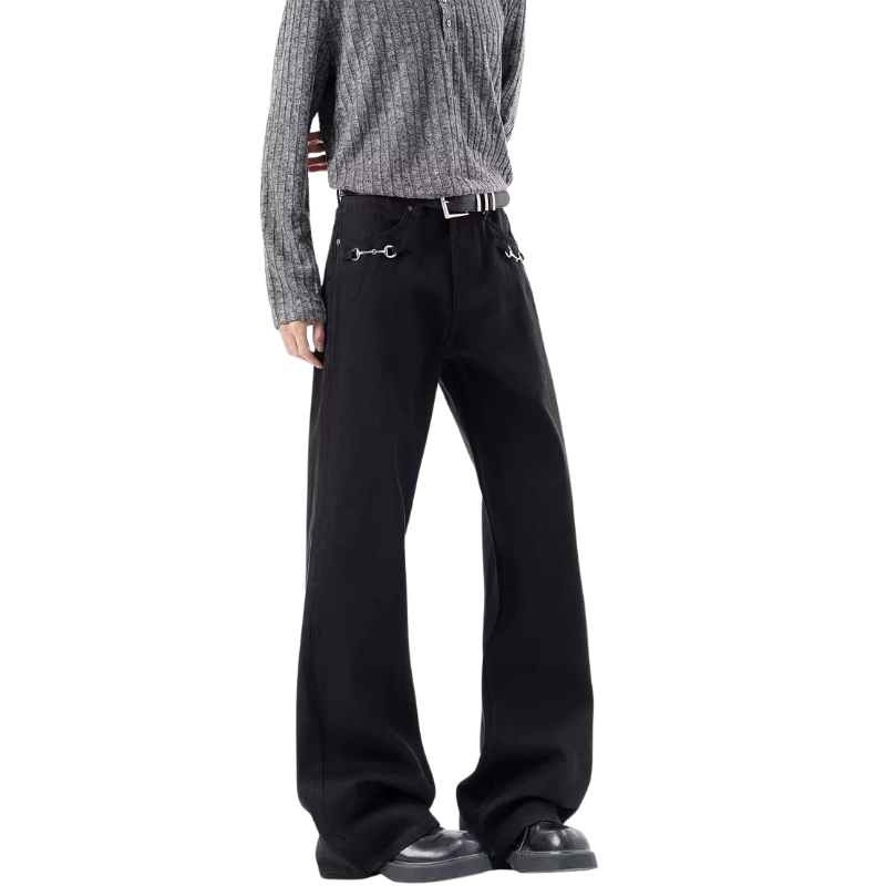 Buckle Decoration Micro Flared Jeans — vista posteriore