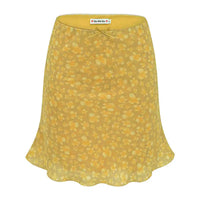 Butterfly Print Yellow Mini Skirt — vista frontale