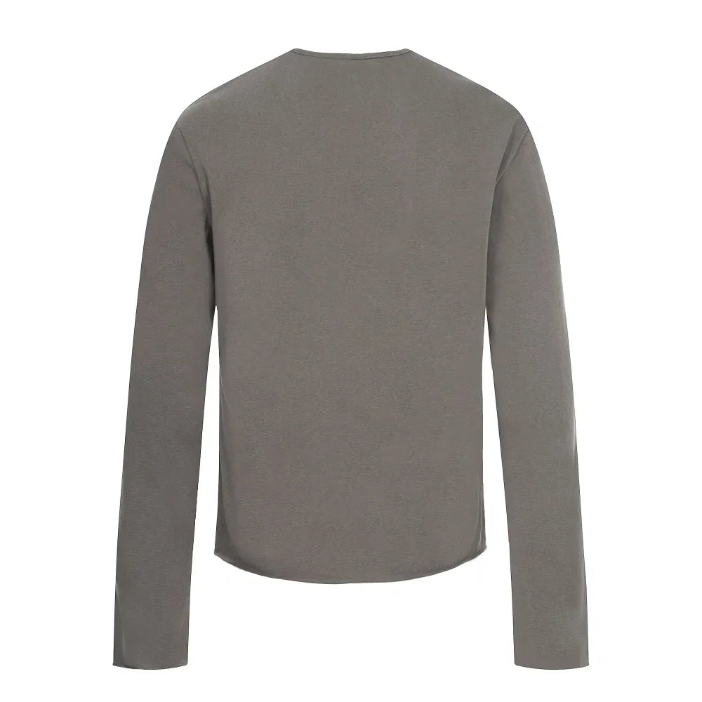 Button Henley Collar Long Sleeve Top — in alternativa