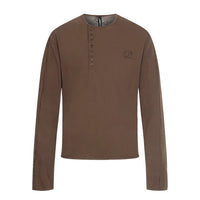 Button Henley Collar Long Sleeve Top — vista frontale