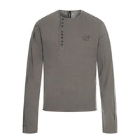Button Henley Collar Long Sleeve Top — vista posteriore