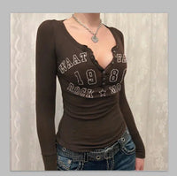 Button Up Long Sleeve Cute Top — dettaglio