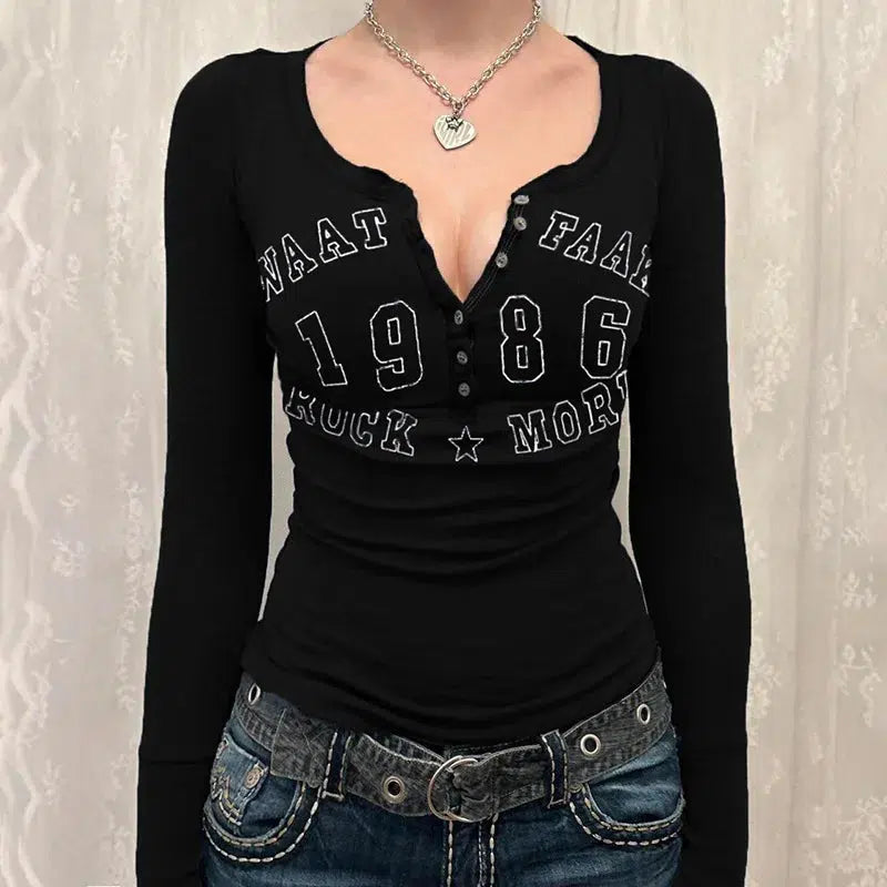 Button Up Long Sleeve Cute Top — vista laterale