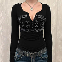 Button Up Long Sleeve Cute Top — vista laterale