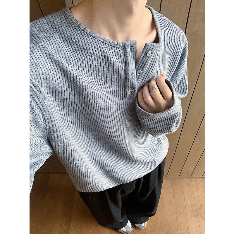 Button Up Long Sleeve Knitted Top T Shirt — in alternativa