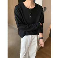 Button Up Long Sleeve Knitted Top T Shirt — dettaglio