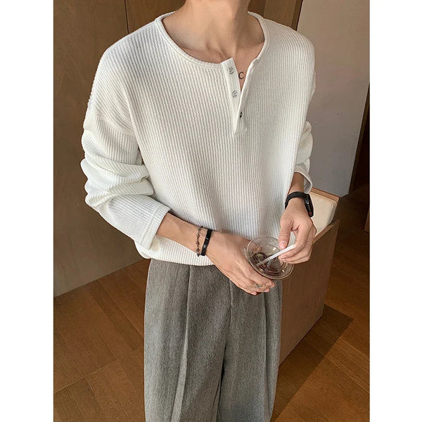 Y2K Button Up Long Sleeve Knitted Top T-Shirt