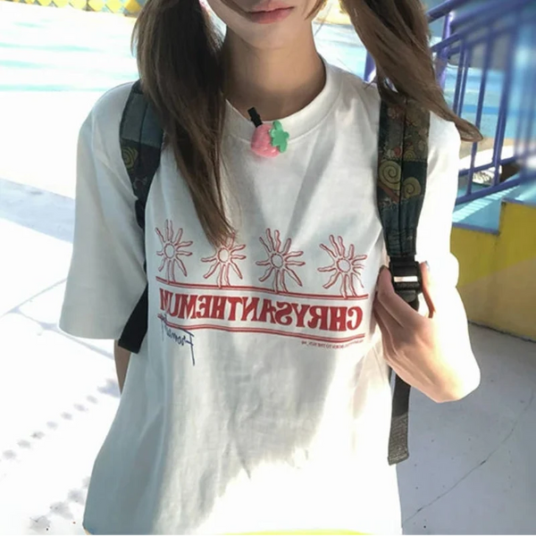 Y2K "CHRYSANTHEMUM" Graphic T Shirt