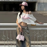 Y2K Caligraphic Baggy Off Shoulder Top