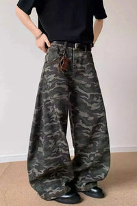 Camo Denim Curved Baggy Barrel Jeans — dettaglio