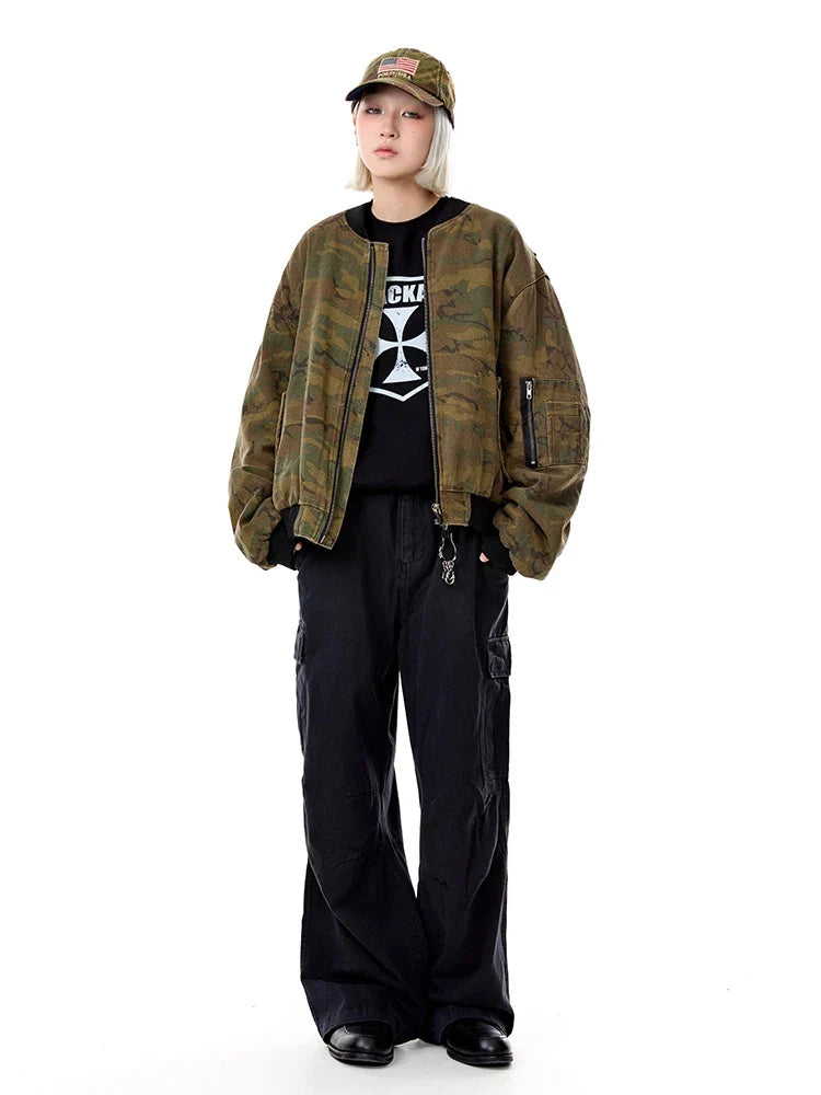 Camouflage Flight Bomber Jacket — dettaglio della stampa