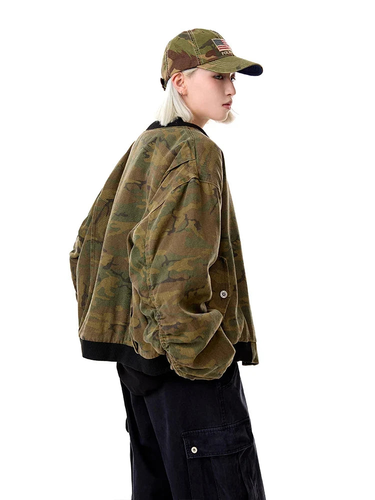 Camouflage Flight Bomber Jacket — vista laterale