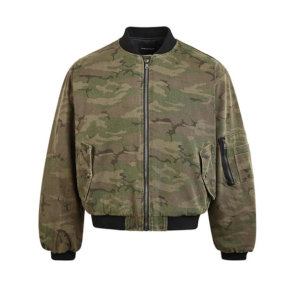 Camouflage Flight Bomber Jacket — vista frontale