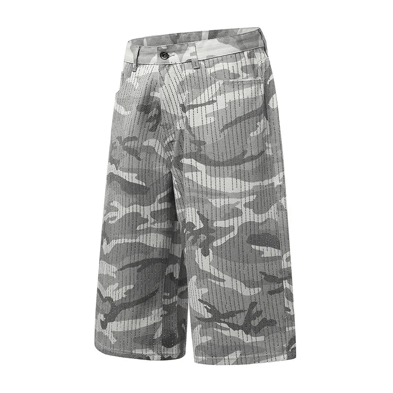 Camouflage Rhinestone Baggy Shorts Jorts — dettaglio