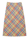 Y2K Candy Colour Plaid Straight Flowy Midi Skirt