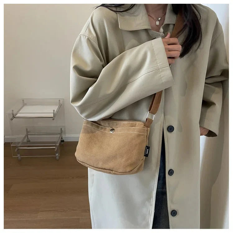 Canvas Messenger Bag Handbag — vista laterale