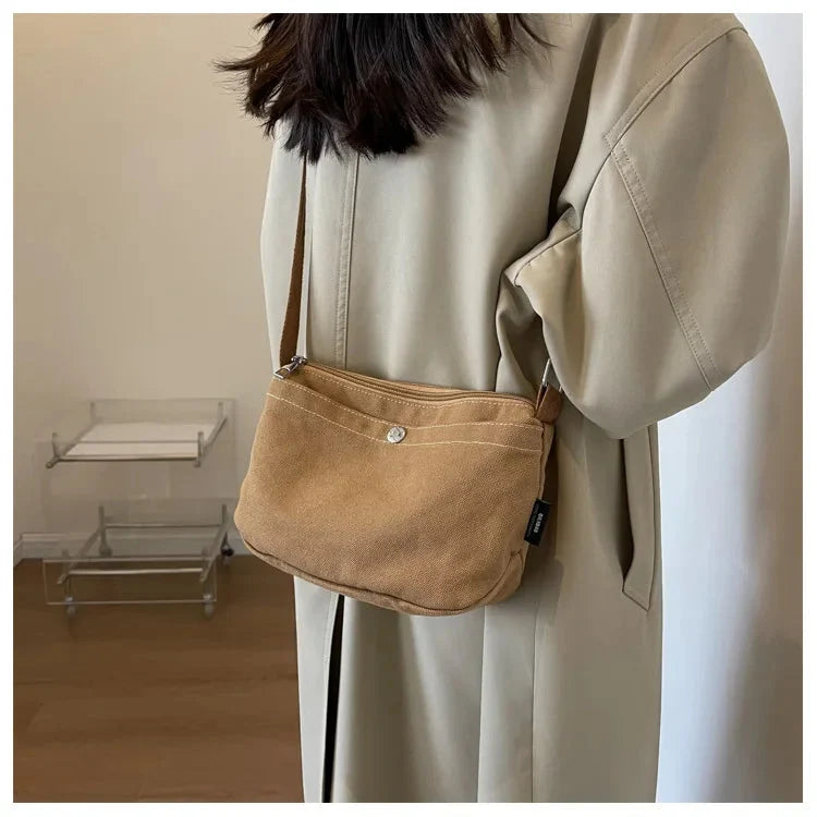 Canvas Messenger Bag Handbag — dettaglio del tessuto