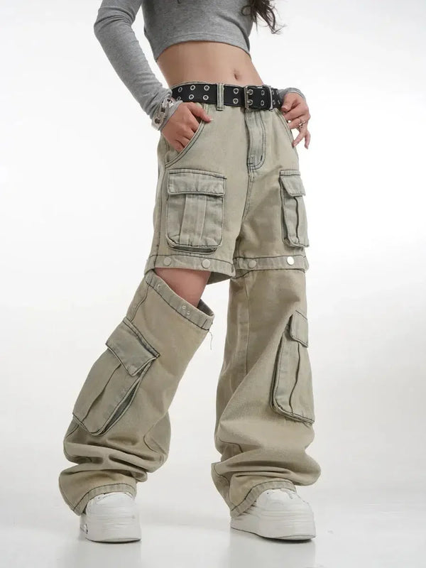 Cargo Baggy Khaki Jeans — vista frontale