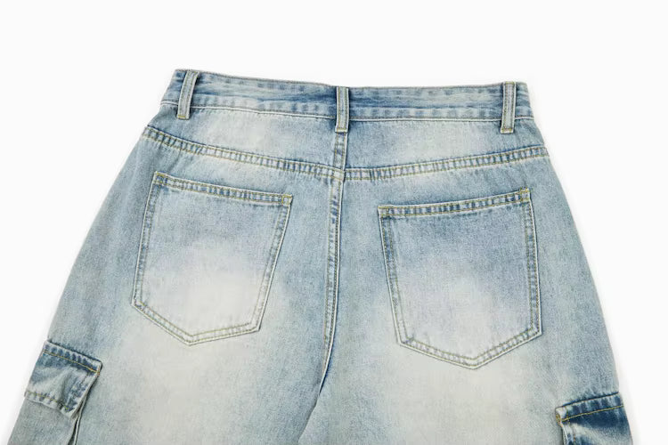 Cargo Denim Jean Shorts Jorts — vista frontale