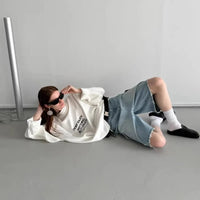 Cargo Denim Jean Shorts Jorts — vista posteriore