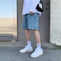 Light Washed faded Denim Shorts Jorts — dettaglio