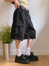 Casual High Waist Cargo Jorts — vista posteriore