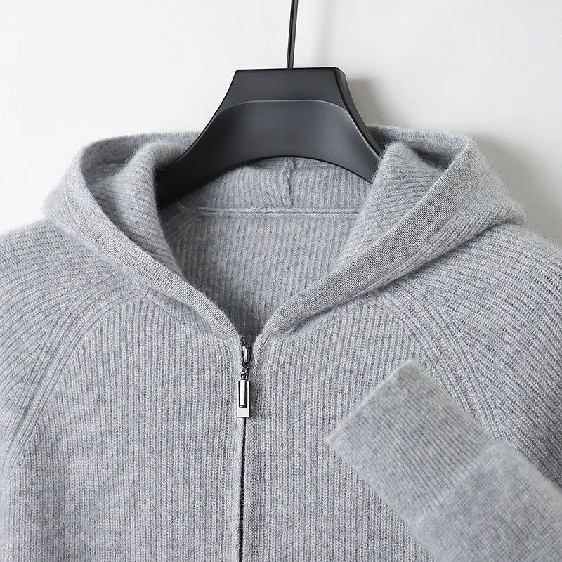 Casual Long Sleeve Hooded Cardigan — vista frontale